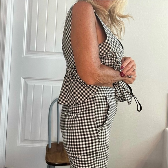 Zara Black & White Gingham Checked Ankle Crop Pants Medium Like New - Picture 12 of 12